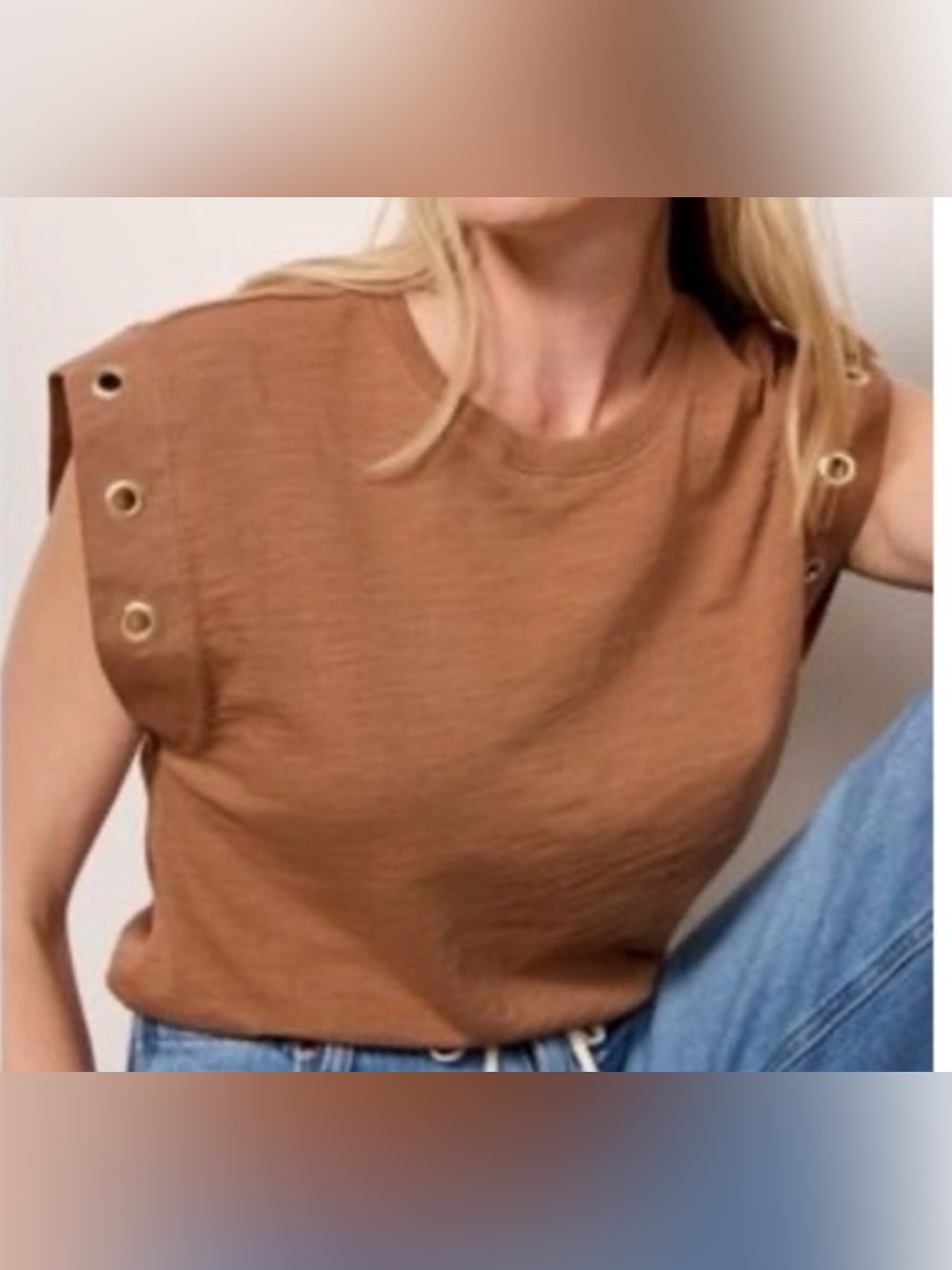 XS Nation Los Angeles Michaela Tee terracotta distinctive metallic details